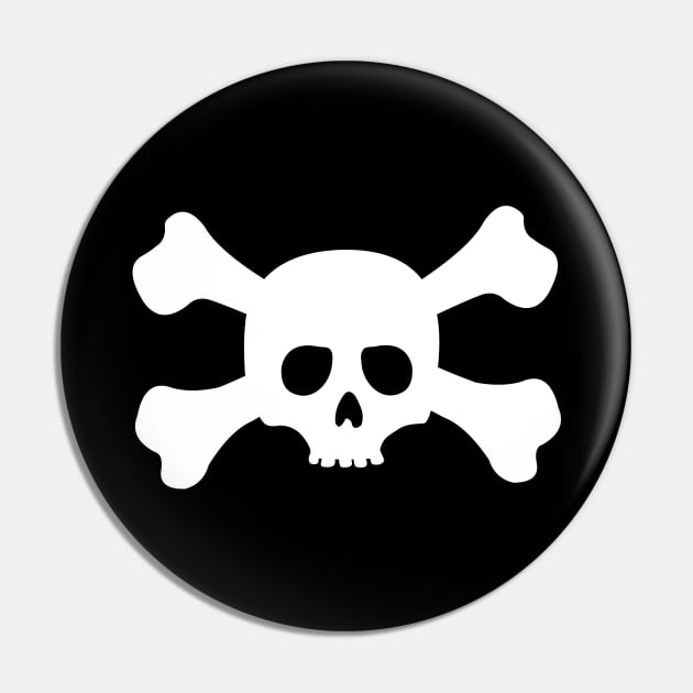 Simple White Crossbones Skull Pin by XOOXOO