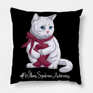 Cute Cat Williams Syndrome Awareness Month Burgundy Ribbon Survivor Survivor Gift Idea Pillow