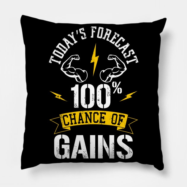 Today's Forecast 100% Chance of Gains Pillow by Alema Art