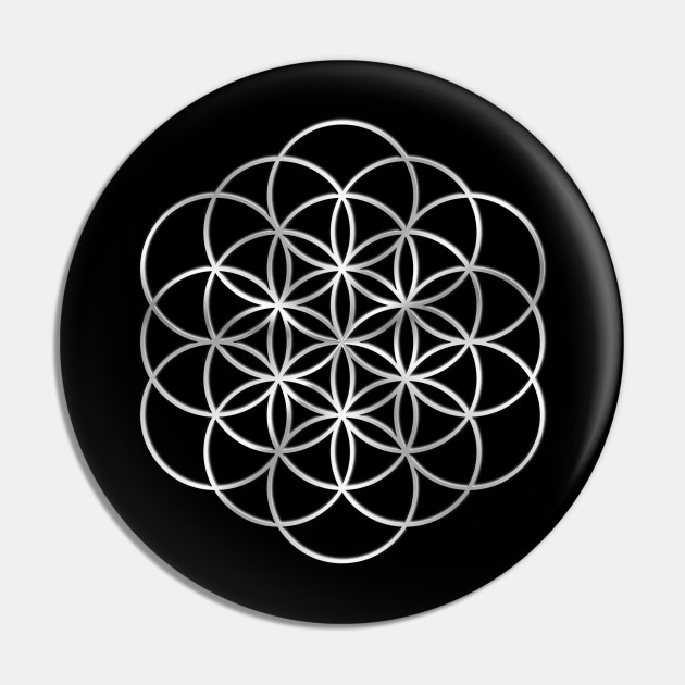 3d Silver Mandala Design 3 Sacred Geometry Flower Of Life Mandala Mandala Pattern Pin Teepublic