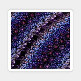 Blue and Purple Stained Glass Fractal Magnet