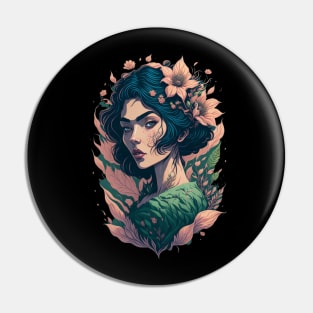 Ghibli style Woman Portrait Spirit Fairy Godess Pretty Queen Pin