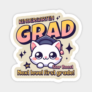 Kindergarten Graduation Cute Kawaii Cat Last Day of School Leveling Up Magnet