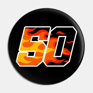 On Fire Racing Number 50 Pin