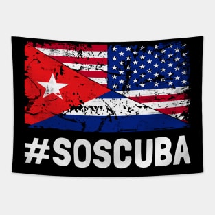 SOS Cuba Flag Free Cuba Libre 2021 Tapestry