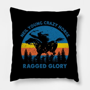 Retro Young And Crazy Horse Ragged Glory Pillow