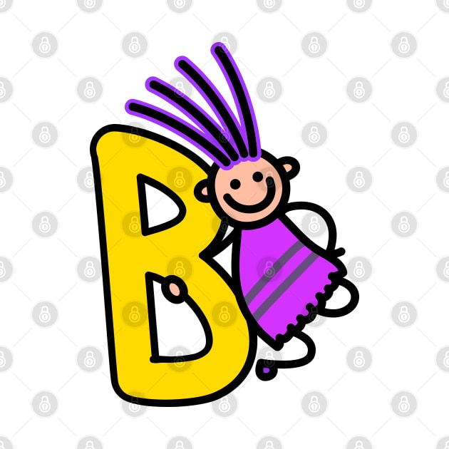 Letter B for girls alphabet Kids Colorful Cartoon Character by funwithletters