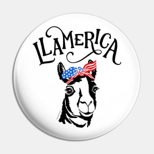 Llamerica Funny Llama America Patriotic 4th of July Pin