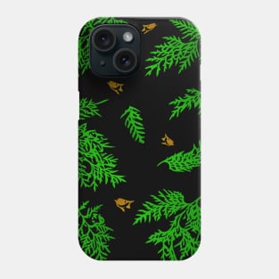 Coniferous Cedar Leaf Pattern (black) Phone Case