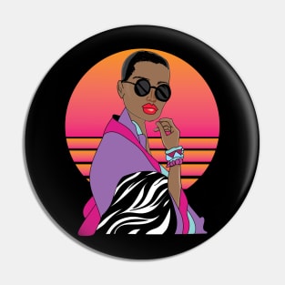 Anime Kawaii Geisha Girl in Vaporwave Aesthetic Pin