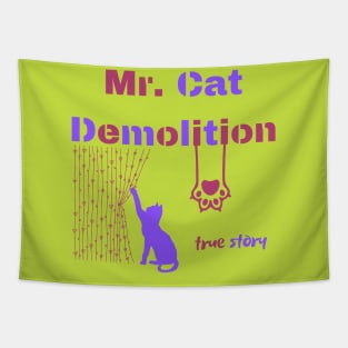 cat toys scratching scratching furniture mischievous behavior high energy playing with a cat cat toys cat behavior feline fun Tapestry