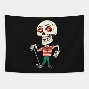 Bone to Tee Funny Golfing Skeleton Golfer Halloween Pattern Tapestry