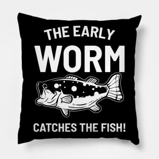 Early worm catches the fish Pillow