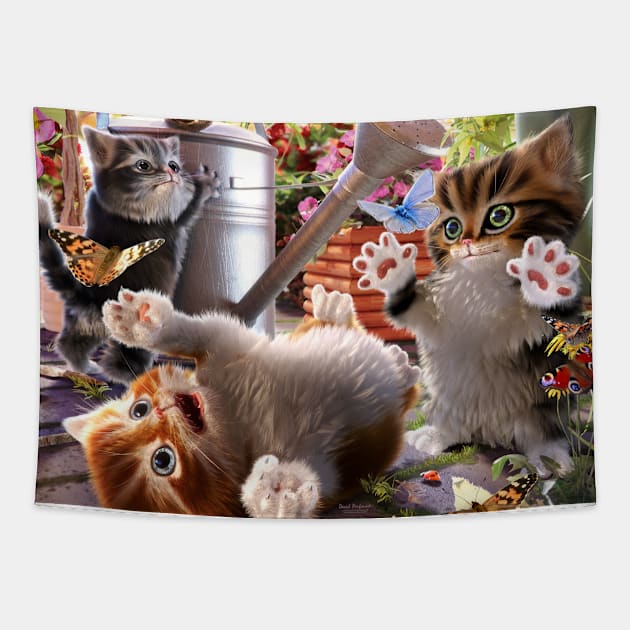 Kitten Playtime Tapestry by David Penfound Artworks