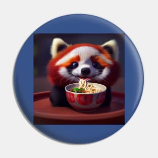 Kawaii Red Panda Eating Ramen Pin