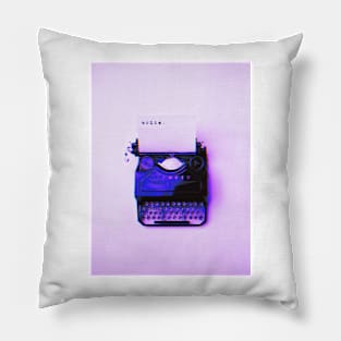 Glitched cyberpunk typewriter- Write Pillow