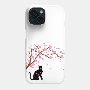 Cherry Blossom Black Cat Sakura Japanese Phone Case