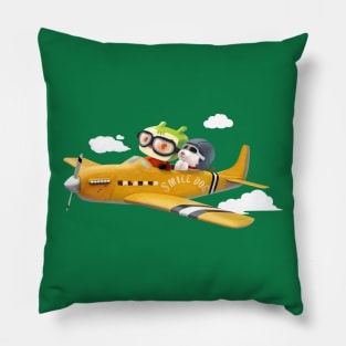 Little pilot and dog on a plane in the Sky Pillow