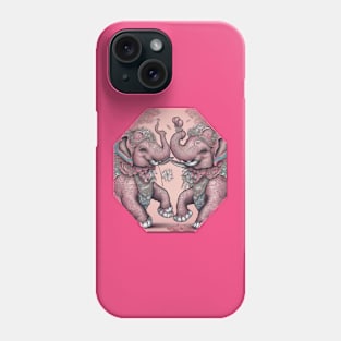 Blue and pink elephants Phone Case