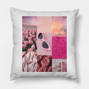 Pink Tulips and Glitter Print Pillow