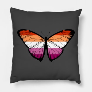 Vintage Lesbian Pride Flag Butterfly Moth Support Lesbian LGBTQ Pride Flag Pillow