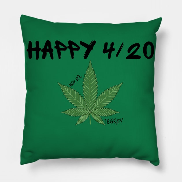 Happy 420 Tegridy weed design. Pillow by ExoticFashion