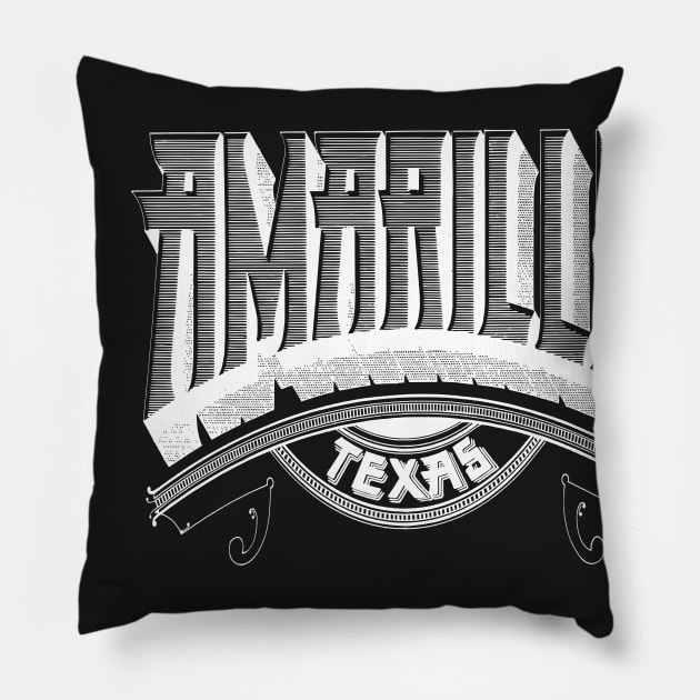 Vintage Amarillo, TX Pillow by DonDota