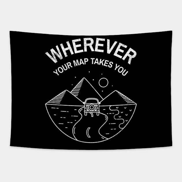 Wherever Your Map Takes You Adventure Tapestry by OldCamp