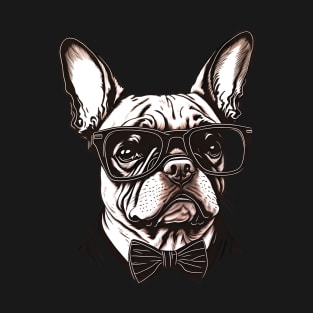 French Bulldog with Bow Tie and Glasses T-Shirt