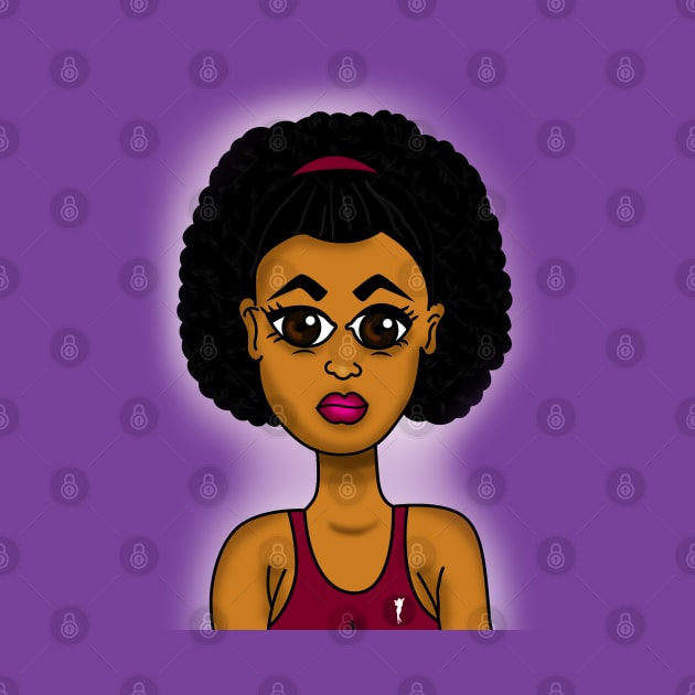 Brown skin girl digital art cartoon by Spinkly Creations 