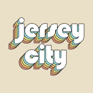 Jersey City - Retro Rainbow Typography Faded Style T-Shirt