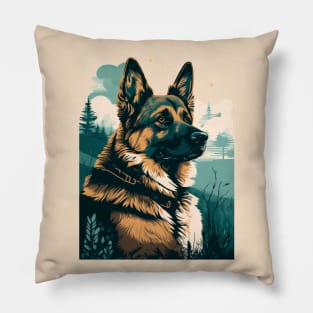 German Shepherd Overlooking Valley Pillow