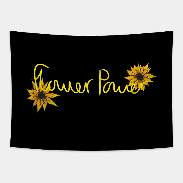 Flower Power // Yellow Handwriting Tapestry by Velvet Earth