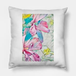 Two Pastel Hibiscus Beauties Pillow