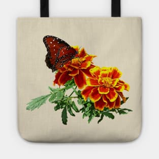 Marigolds - Queen Butterfly on Marigold Tote