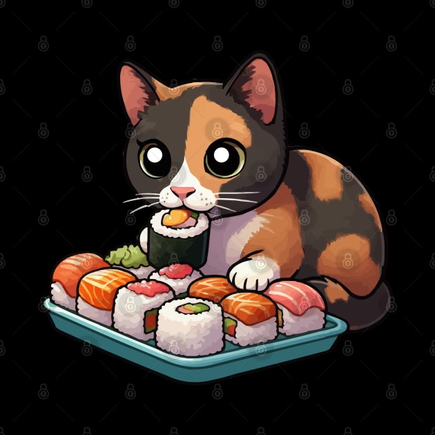 Tortie Cat Eating Sushi by MoDesigns22 