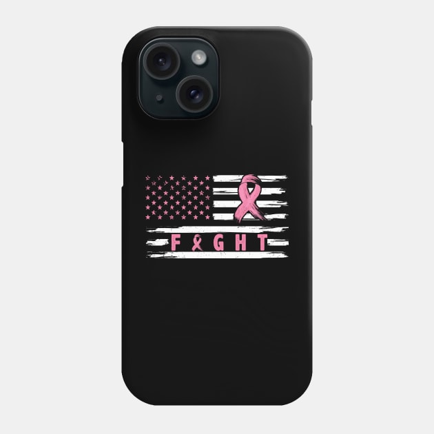 Breast Cancer Awareness American Flag Distressed Phone Case by folidelarts