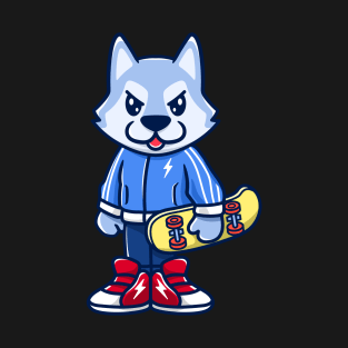 wolf holding skateboard T-Shirt