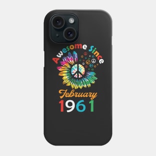 Funny Birthday Quote, Awesome Since February 1961, Retro Birthday Phone Case