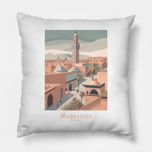 Marrakesh Morocco Vintage Travel Poster Pillow