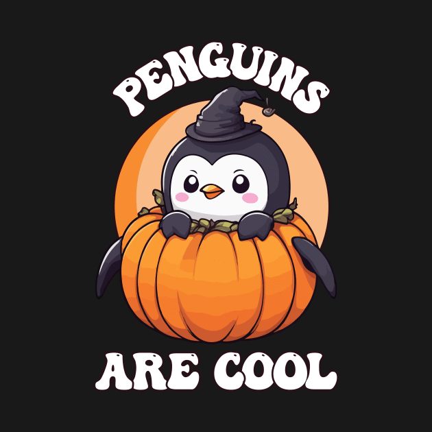 Cute Penguin in Halloween Pumpkin - Penguins Are Cool by Rishirt