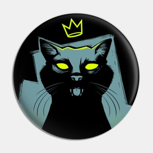 Queen of Cats - Dark Mysterious Kitten King of the Night Pin