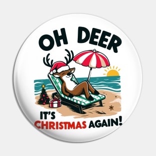 Oh deer, it's Christmas again! - Reindeer on the beach Pin