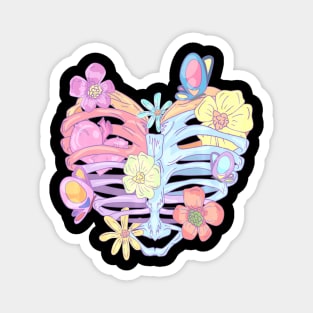 Ribcage pastel goth flowers butterflies Magnet