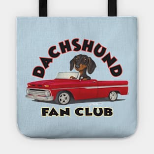 Fun awesome classic Doxie Black Dachshund in Classic Red Truck Tote