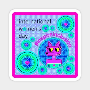 Pixel Pink Heart Dog for International Women’s Day #inspireinclusion Magnet