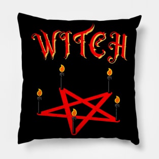 Witch Pentagram Candles Wicca Satan Occult Woman Pillow