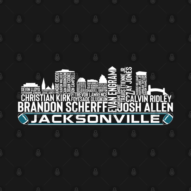 Jacksonville Football Team 23 Player Roster, Jacksonville City Skyline by Legend Skyline