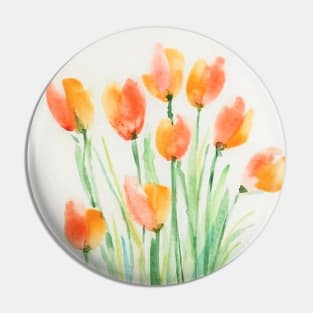 Bunch of Tulips in Watercolor Pin