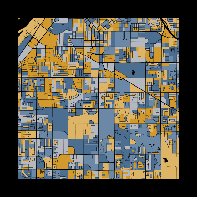 Surrey Map Pattern in Blue & Gold by PatternMaps